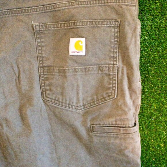 CARHARTT RELAXED FIT MENS JEANS WORK PANTS LIGHT GREEN DENIM OUTDOOR SIZE 46X32 - Picture 4 of 5
